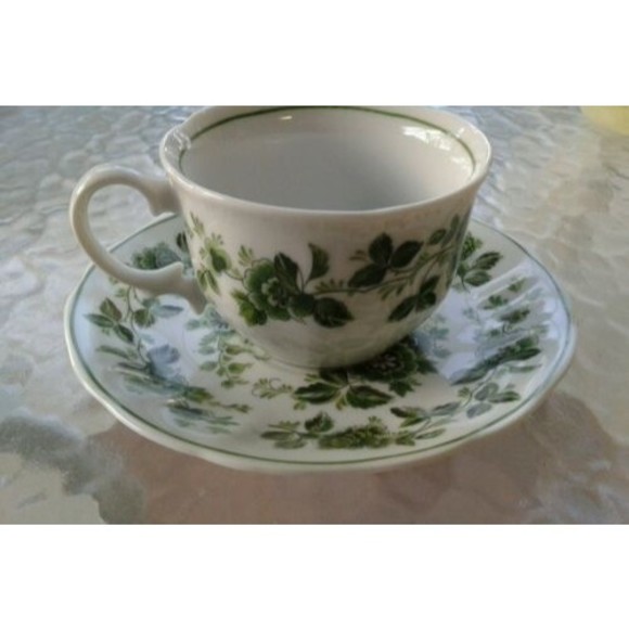 Tamayo China Porcelain Teacup and Saucer Set, Rose Vine Design - Picture 3 of 12